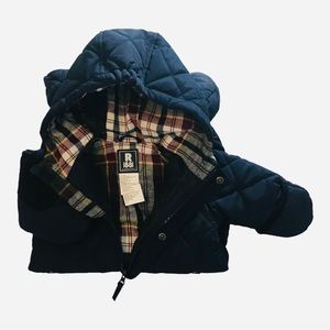 Rothschild Winter Snow Suit. Dark Navy Blue with plaid inside. Size 9months.